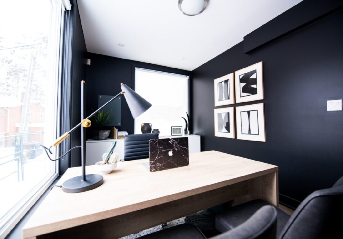 table lamp on desk inside room